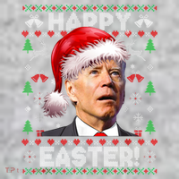 Santa Joe Biden Happy Easter Ugly Christmas Sweater The Baniff Cuffed Pom Beanie thumb 2