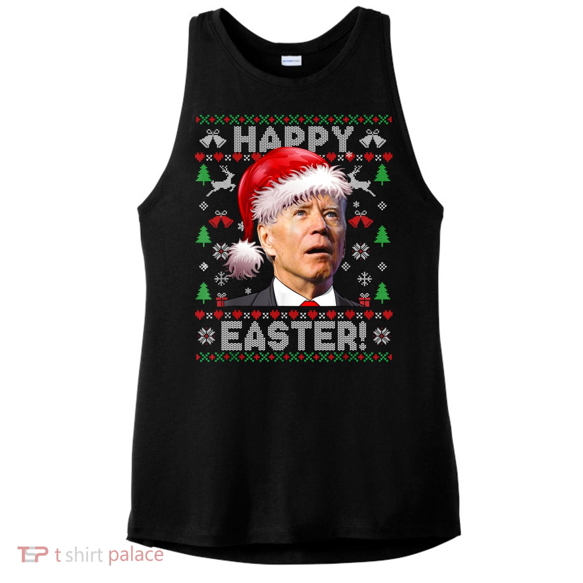 Santa Joe Biden Happy Easter Ugly Christmas Sweater Ladies PosiCharge Tri-Blend Wicking Tank