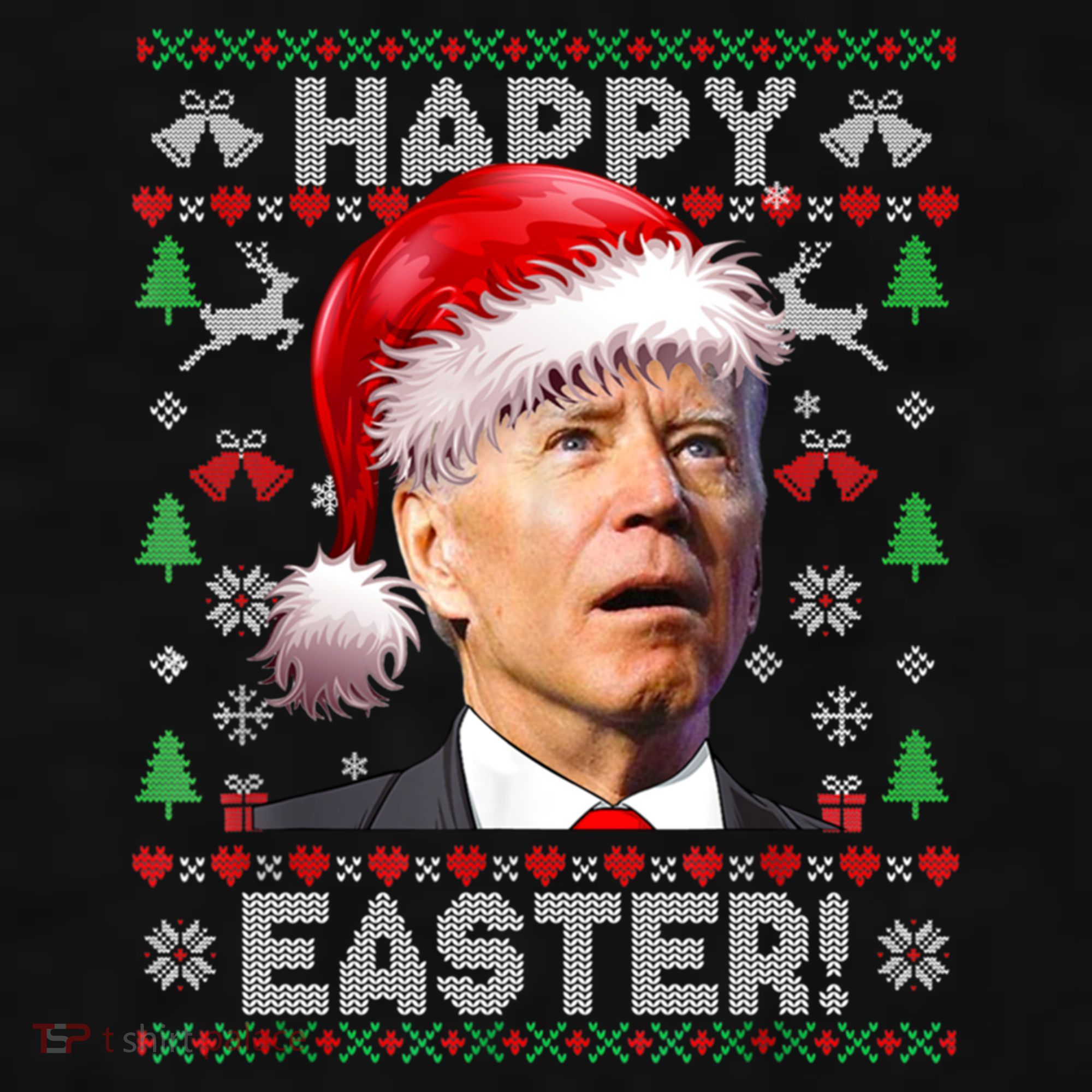 Santa Joe Biden Happy Easter Ugly Christmas Sweater Ladies PosiCharge Tri-Blend Wicking Tank