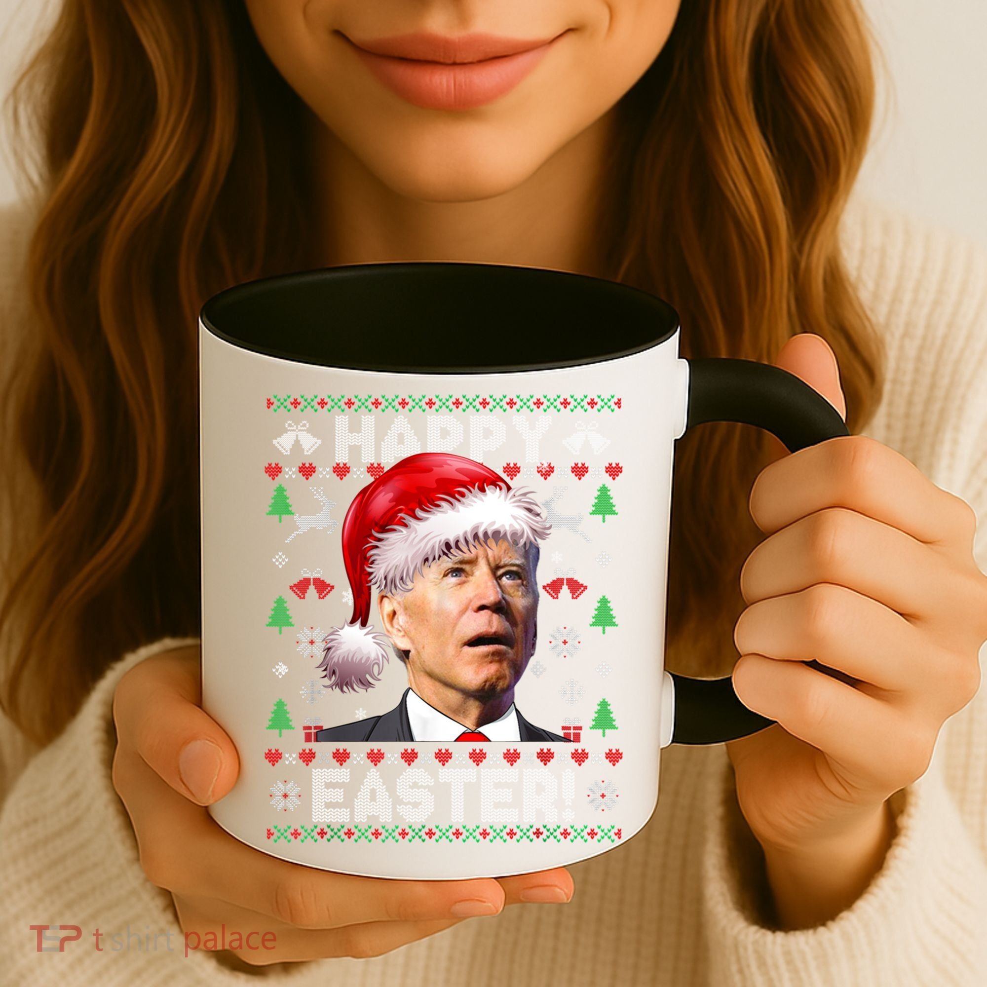 Santa Joe Biden Happy Easter Ugly Christmas Sweater Coffee Mug