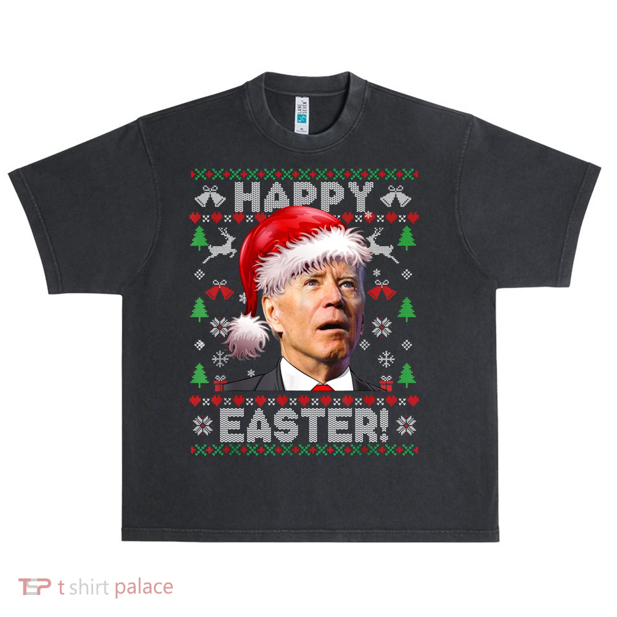 Santa Joe Biden Happy Easter Ugly Christmas Sweater Urban Oversized Heavyweight T-Shirt