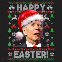 Santa Joe Biden Happy Easter Ugly Christmas Sweater Urban Oversized Heavyweight T-Shirt thumb 2