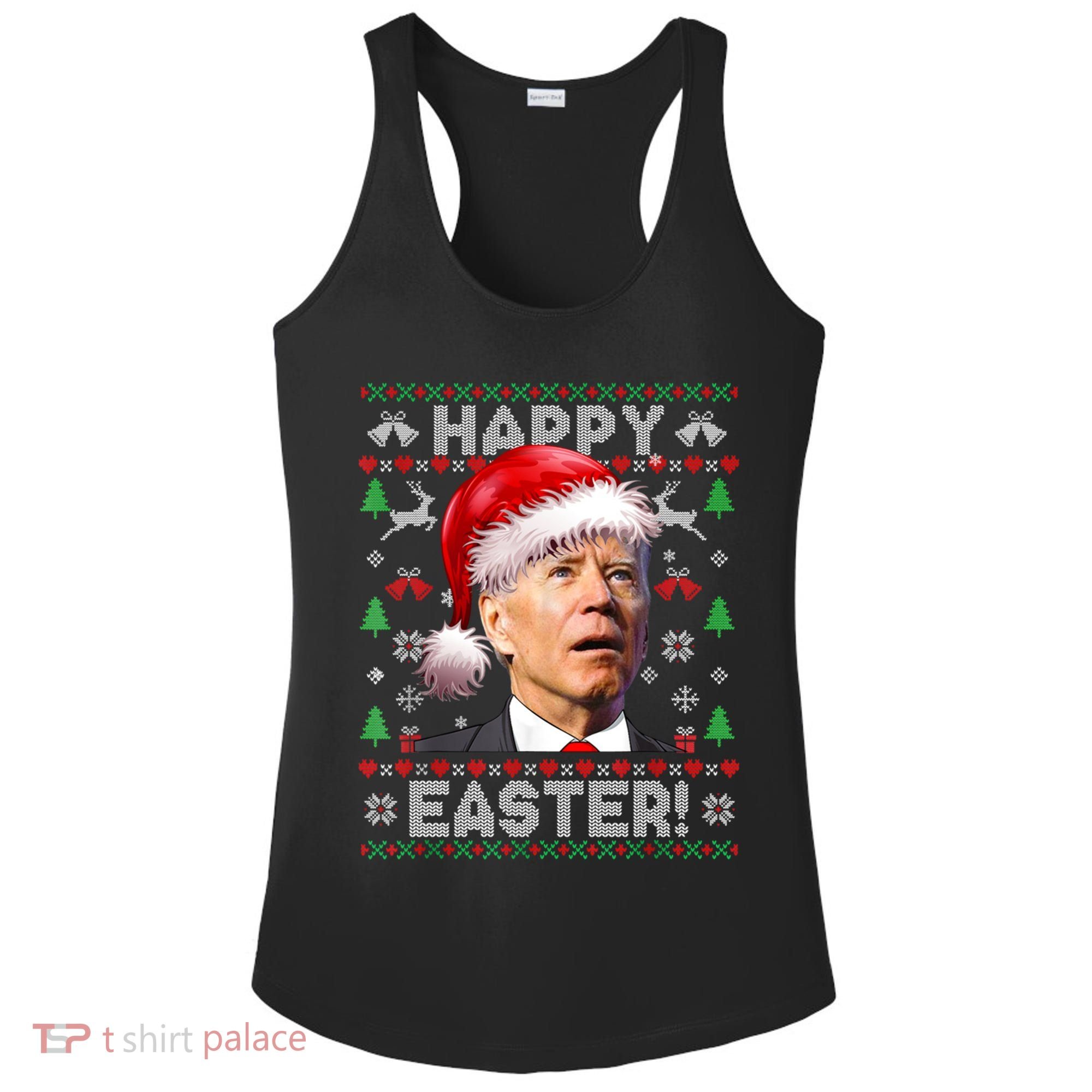Santa Joe Biden Happy Easter Ugly Christmas Sweater Ladies PosiCharge Competitor Racerback Tank