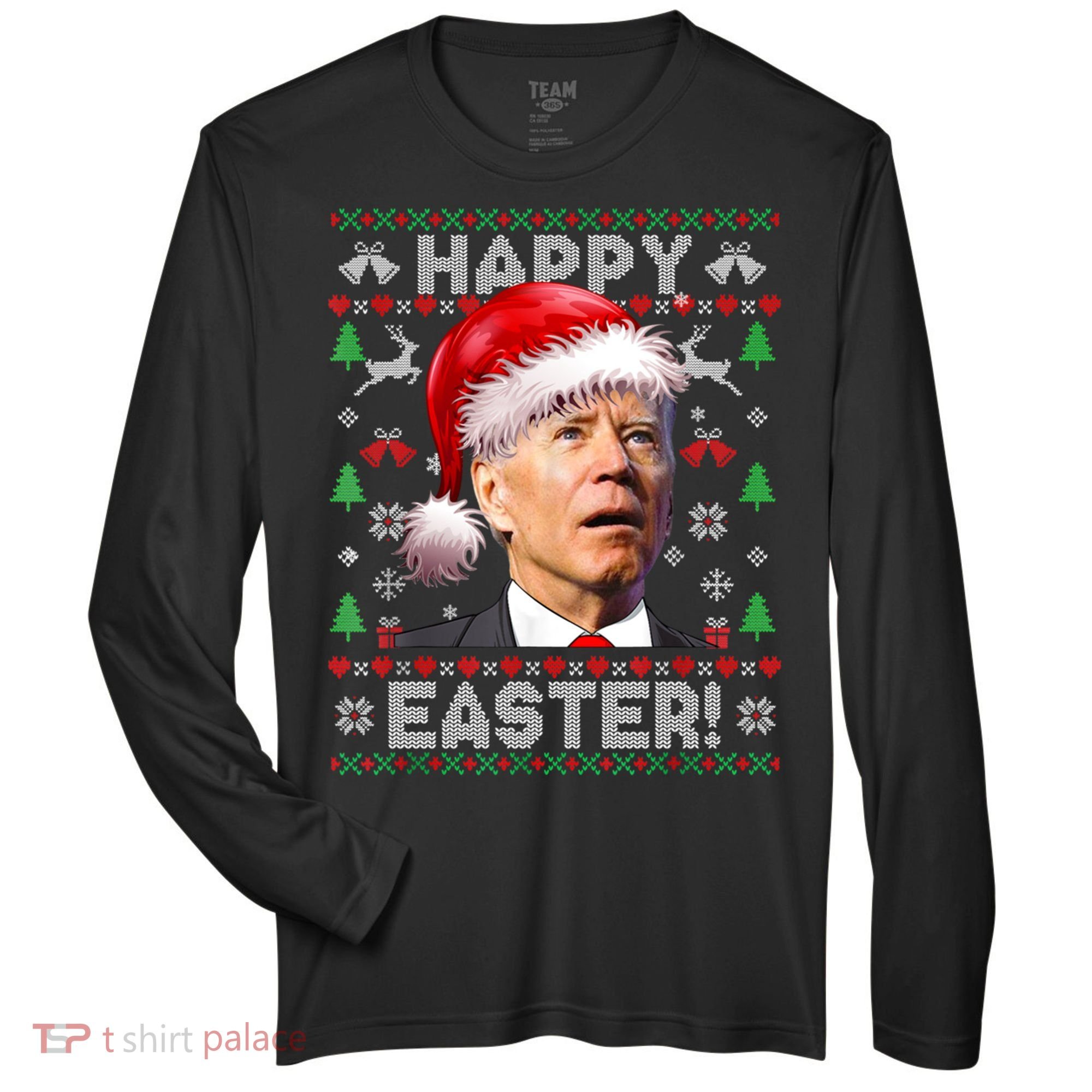 Santa Joe Biden Happy Easter Ugly Christmas Sweater Zone Performance Long-Sleeve T-Shirt