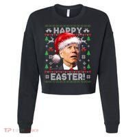 Santa Joe Biden Happy Easter Ugly Christmas Sweater Cropped Pullover Crew thumb 0
