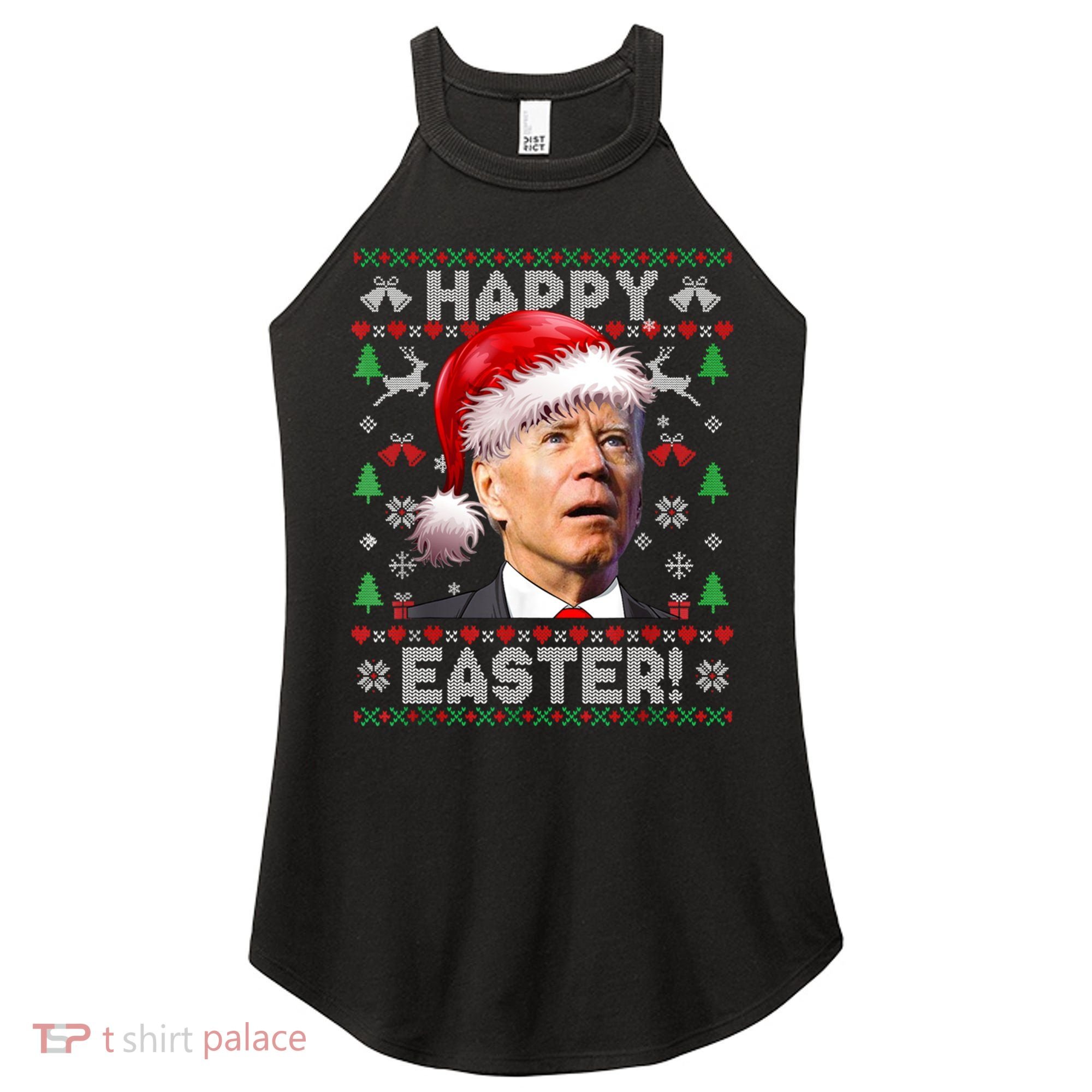 Santa Joe Biden Happy Easter Ugly Christmas Sweater Women's Perfect Tri Rocker Tank