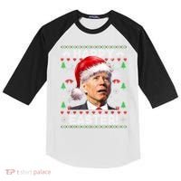 Santa Joe Biden Happy Easter Ugly Christmas Sweater Kids Colorblock Raglan Jersey thumb 0