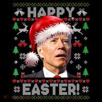 Santa Joe Biden Happy Easter Ugly Christmas Sweater Kids Colorblock Raglan Jersey thumb 2
