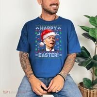 Santa Joe Biden Happy Easter Ugly Christmas Sweater Comfort Colors T-Shirt thumb 3