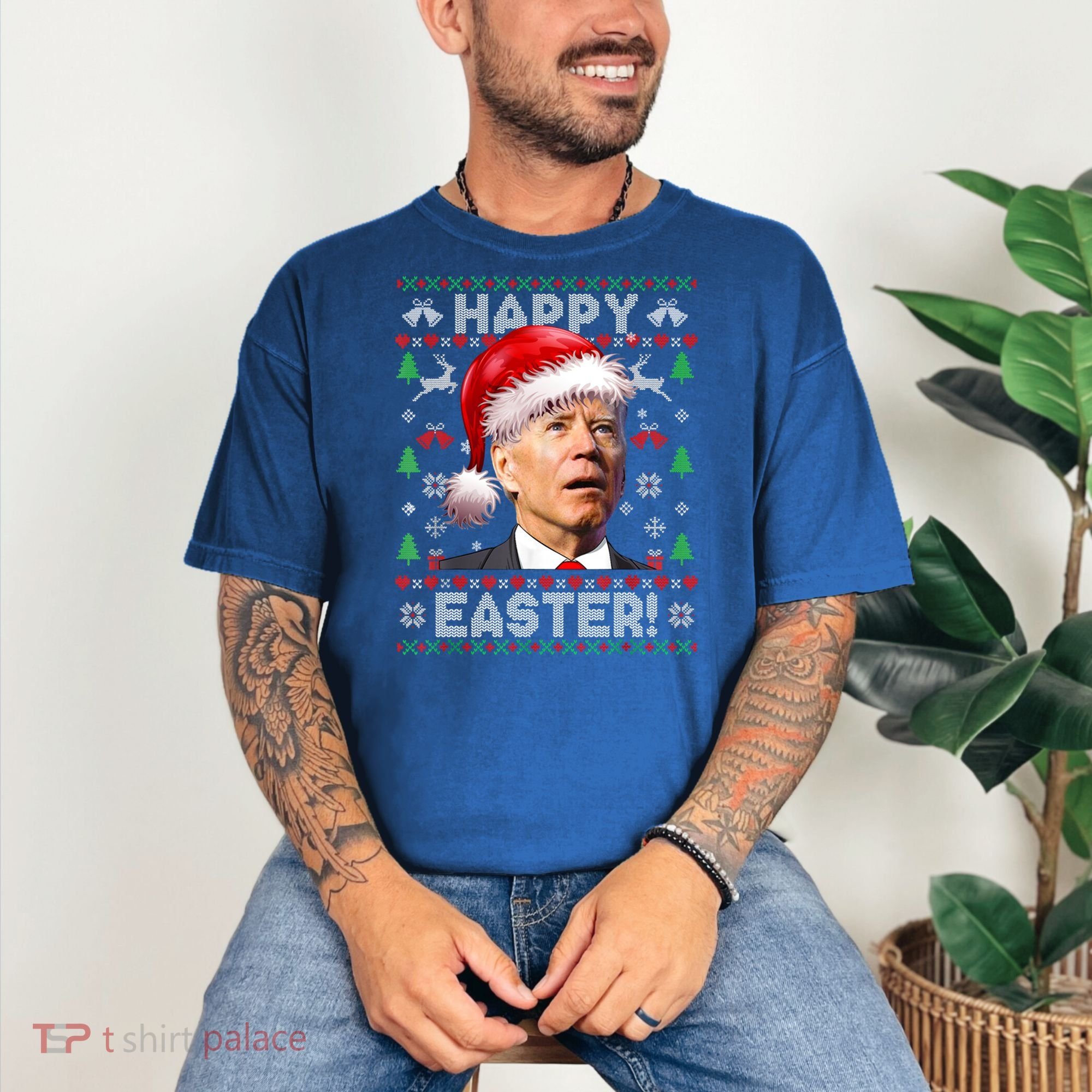 Santa Joe Biden Happy Easter Ugly Christmas Sweater Comfort Colors T-Shirt
