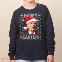 Santa Joe Biden Happy Easter Ugly Christmas Sweater Women's Sweatshirt thumb 0