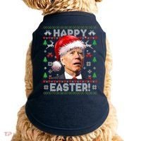 Santa Joe Biden Happy Easter Ugly Christmas Sweater Doggie Tank thumb 0