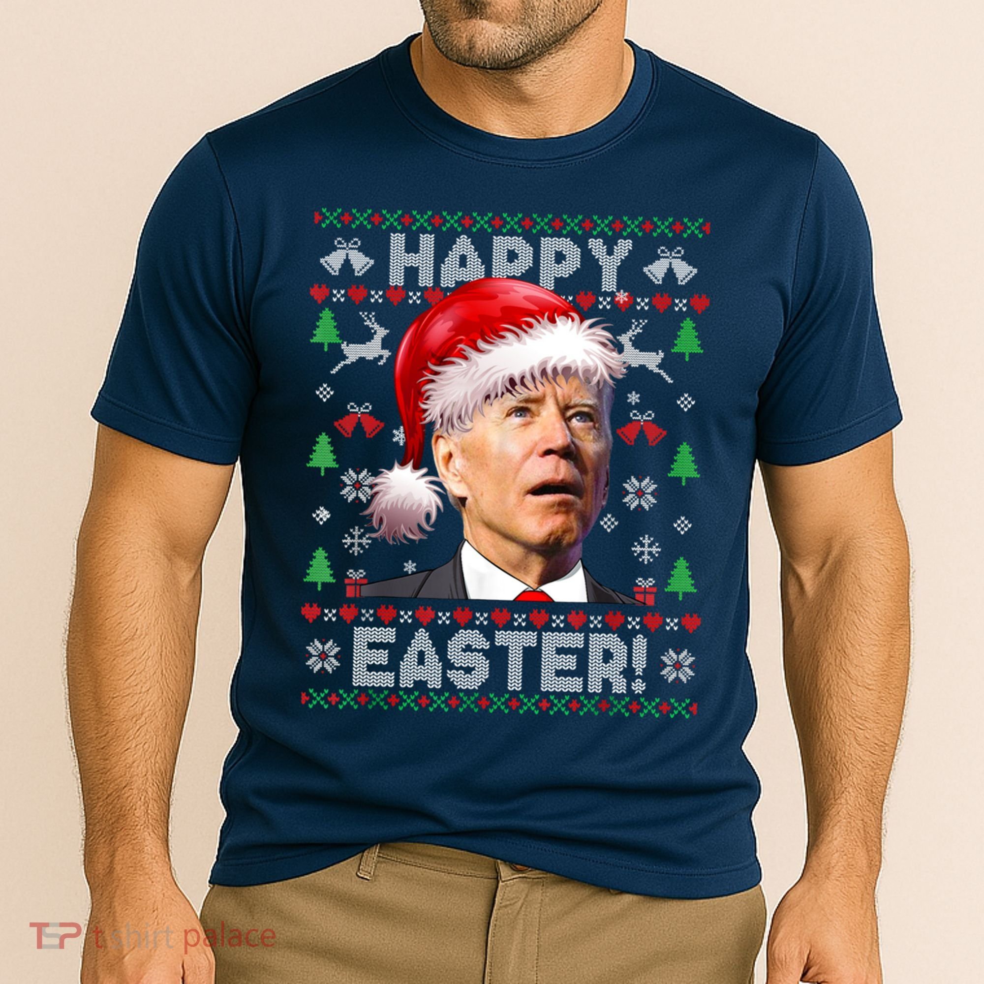 Santa Joe Biden Happy Easter Ugly Christmas Sweater Cooling Performance Crew T-Shirt