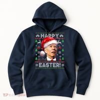 Santa Joe Biden Happy Easter Ugly Christmas Sweater Hoodie thumb 0
