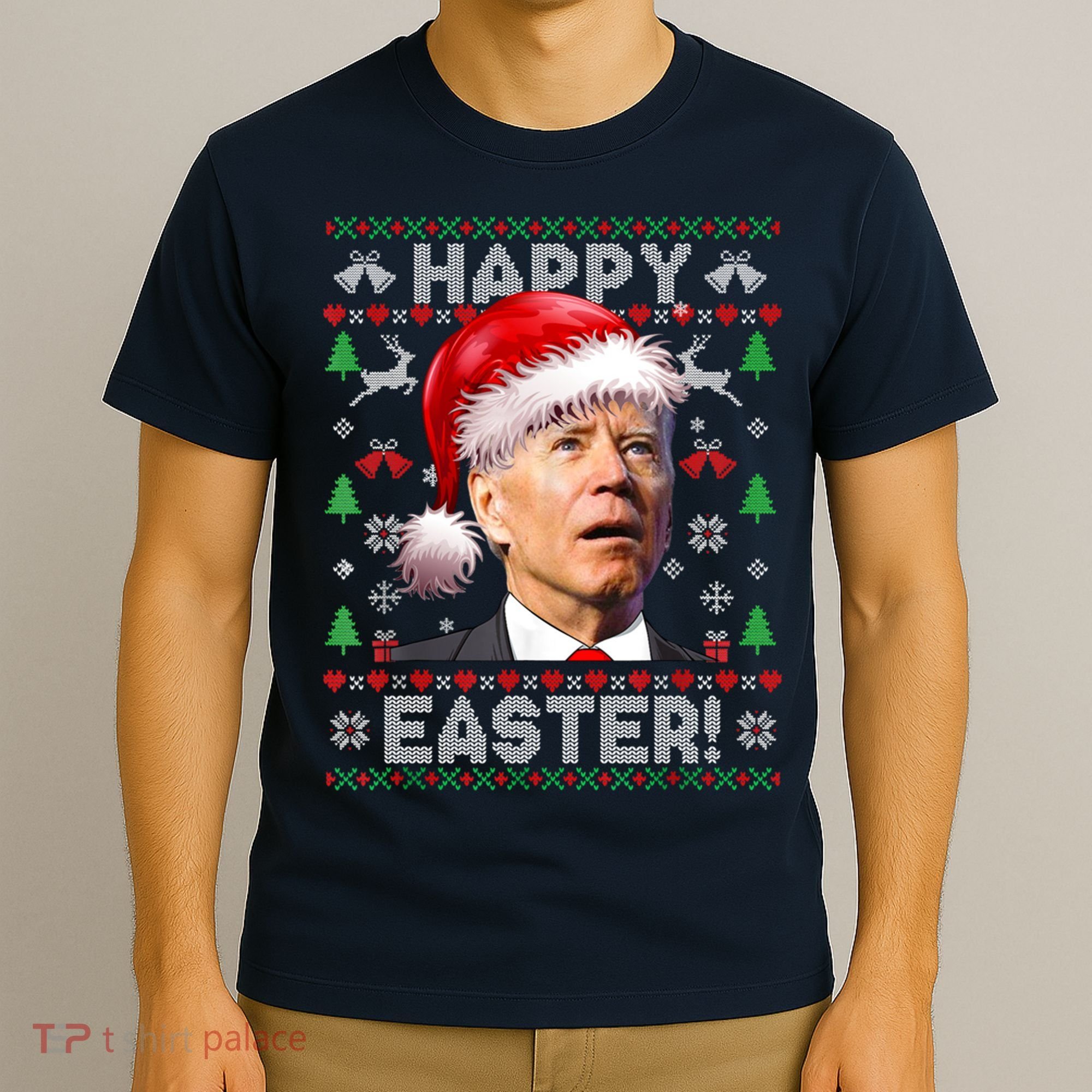 Santa Joe Biden Happy Easter Ugly Christmas Sweater T-Shirt