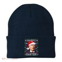 Santa Joe Biden Happy Easter Ugly Christmas Sweater Beanie thumb 0