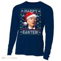 Santa Joe Biden Happy Easter Ugly Christmas Sweater Cooling Performance Long Sleeve Crew thumb 0