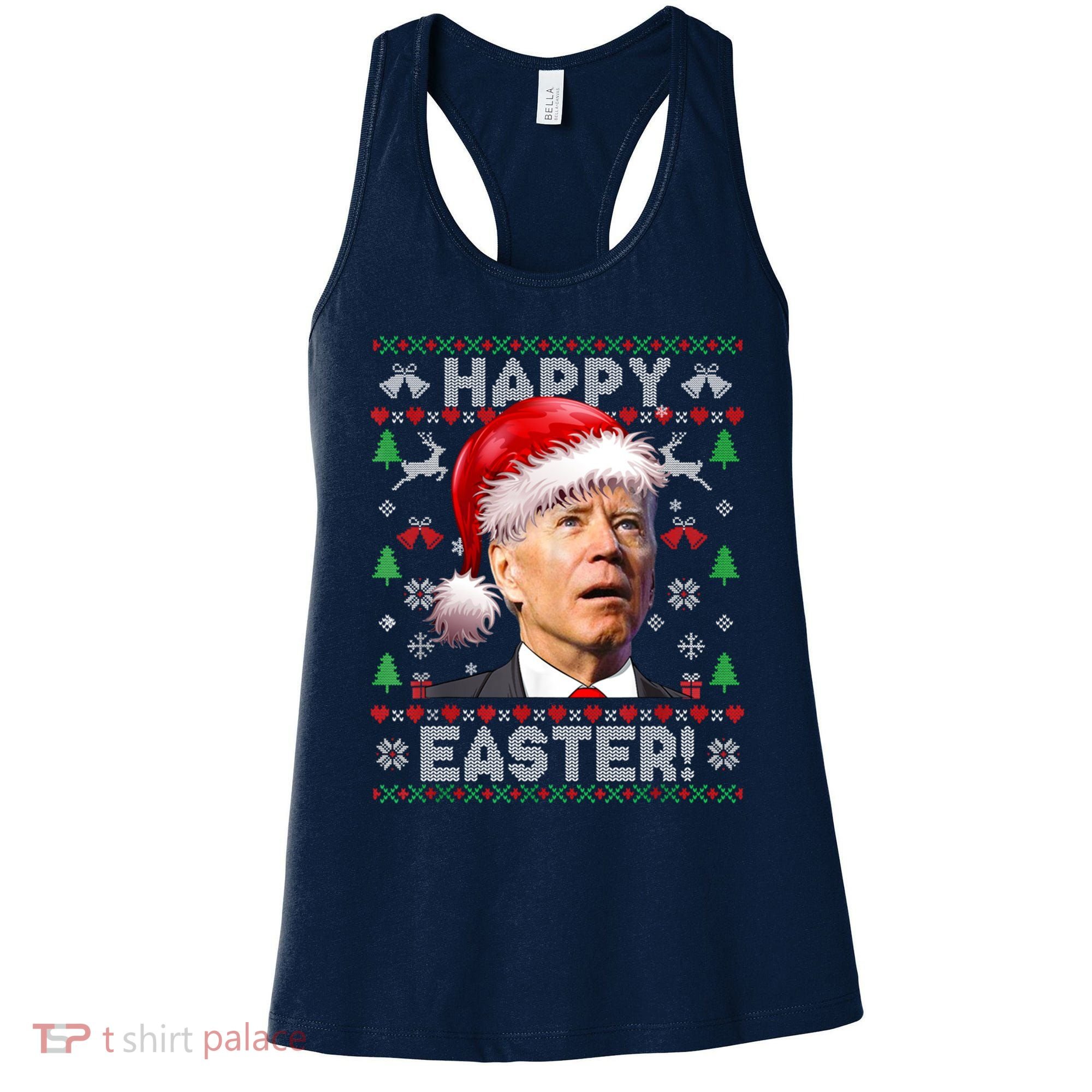 Santa Joe Biden Happy Easter Ugly Christmas Sweater Women's Tank Top