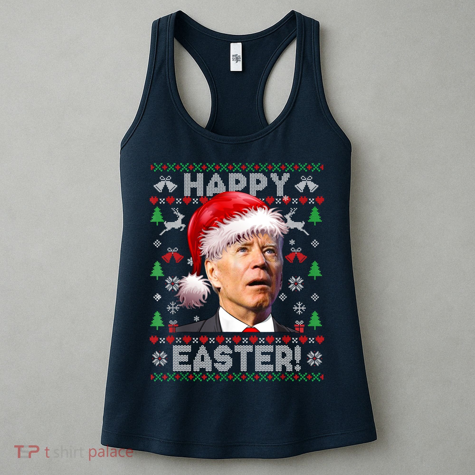 Santa Joe Biden Happy Easter Ugly Christmas Sweater Women's Tank Top