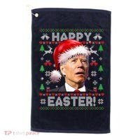 Santa Joe Biden Happy Easter Ugly Christmas Sweater Golf Towel thumb 0
