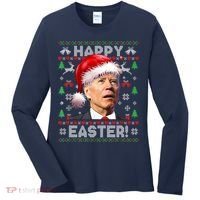 Santa Joe Biden Happy Easter Ugly Christmas Sweater Women's Long Sleeve Shirt thumb 0