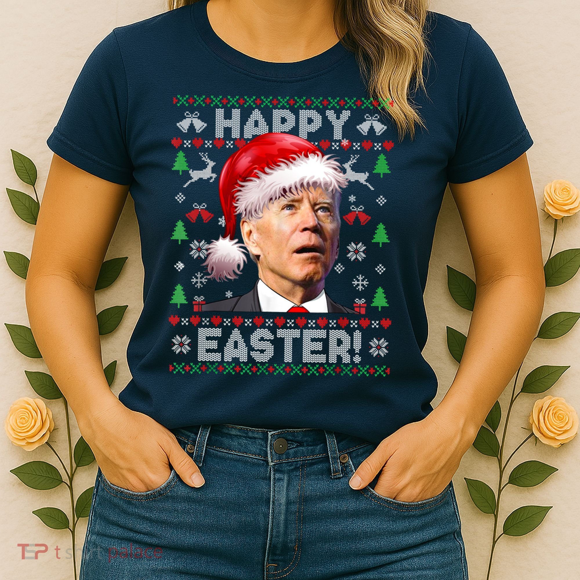 Santa Joe Biden Happy Easter Ugly Christmas Sweater Women's T-Shirt