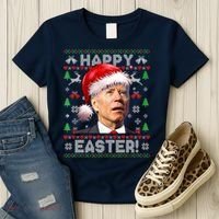 Santa Joe Biden Happy Easter Ugly Christmas Sweater Women's T-Shirt thumb 3