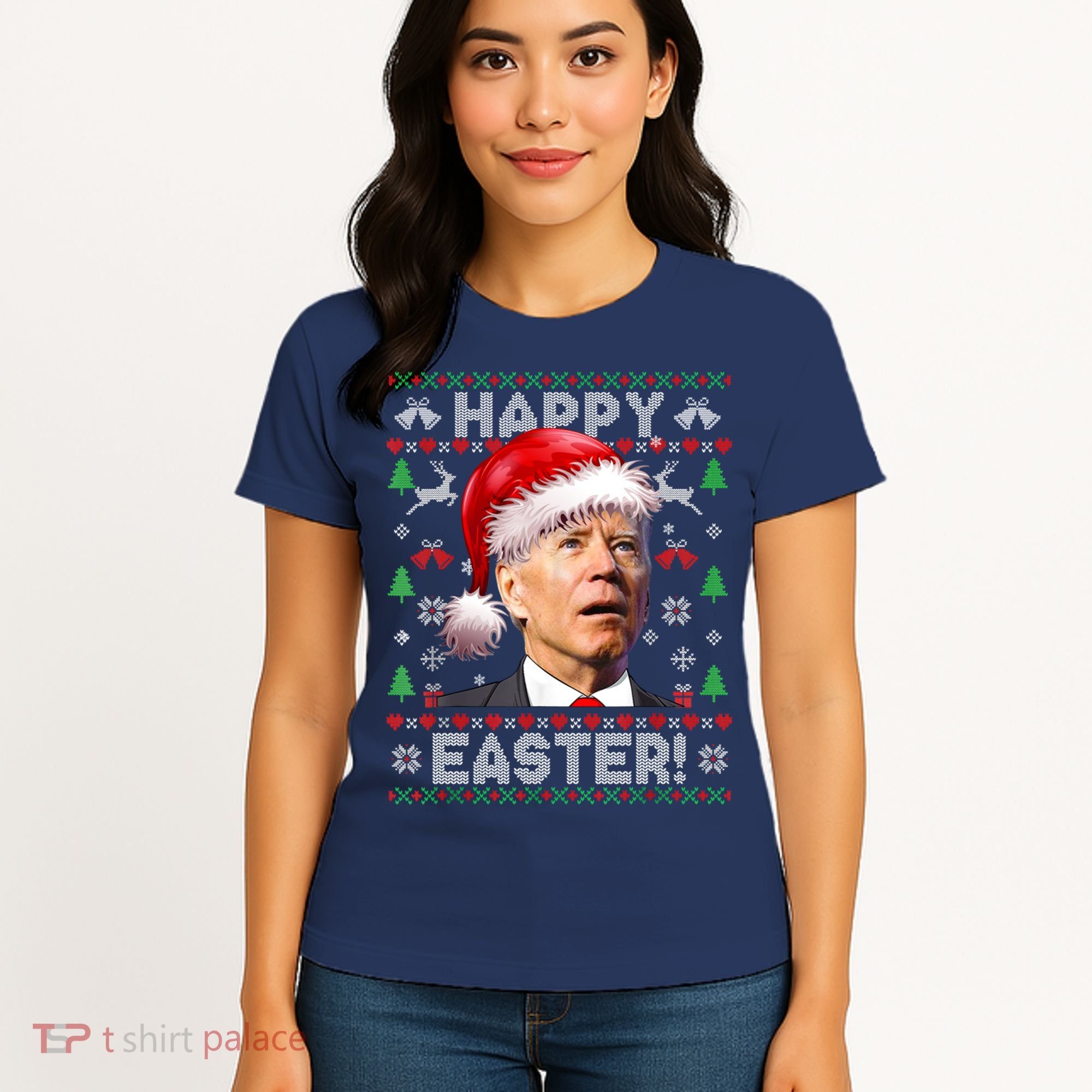 Santa Joe Biden Happy Easter Ugly Christmas Sweater Women's T-Shirt