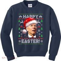 Santa Joe Biden Happy Easter Ugly Christmas Sweater Kids Sweatshirt thumb 0