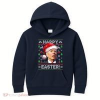Santa Joe Biden Happy Easter Ugly Christmas Sweater Kids Hoodie thumb 0