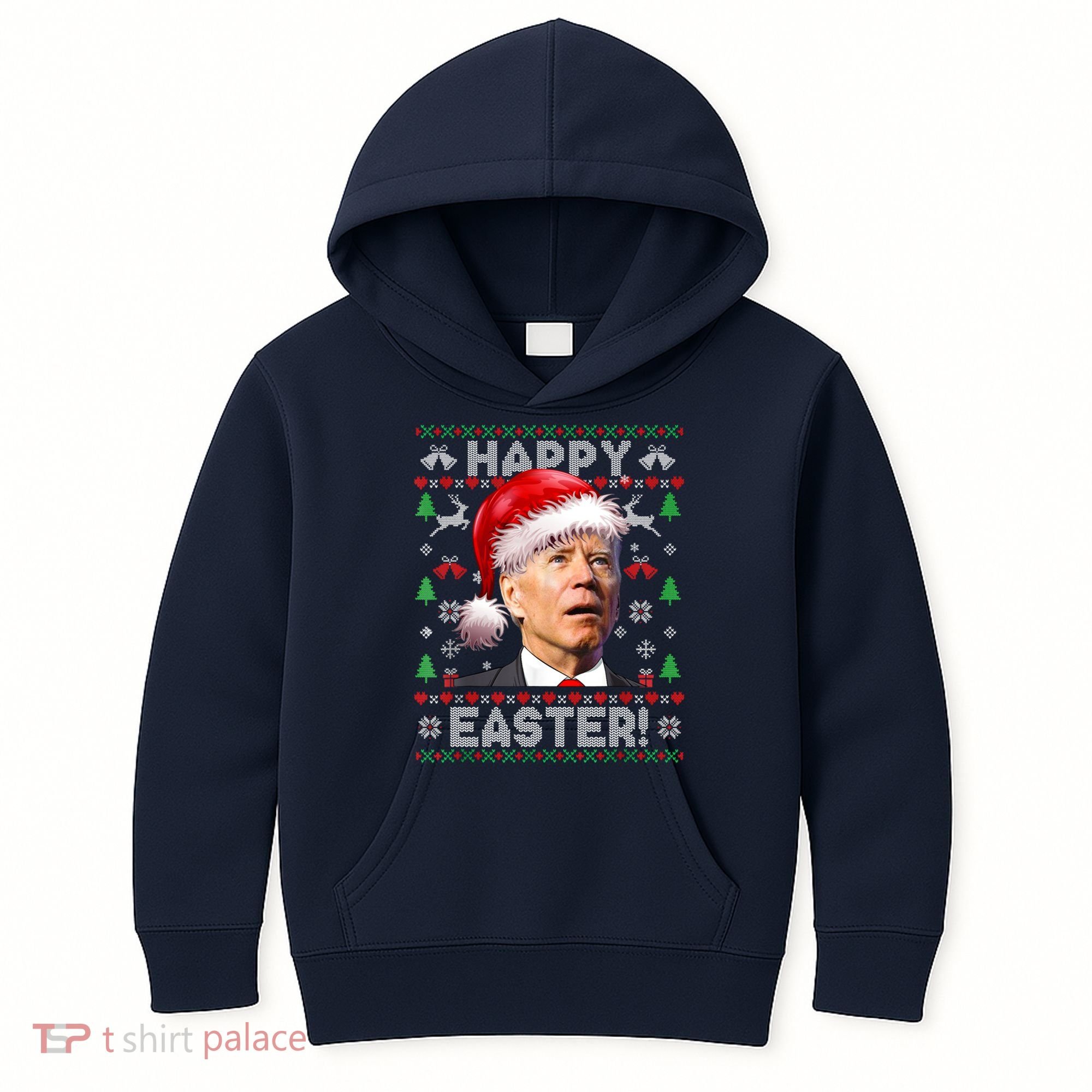 Santa Joe Biden Happy Easter Ugly Christmas Sweater Kids Hoodie