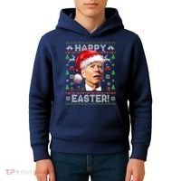 Santa Joe Biden Happy Easter Ugly Christmas Sweater Kids Hoodie thumb 4