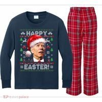 Santa Joe Biden Happy Easter Ugly Christmas Sweater Kids Long Sleeve Plaid Pajama Set thumb 0