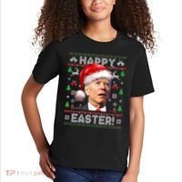 Santa Joe Biden Happy Easter Ugly Christmas Sweater Kids T-Shirt thumb 2