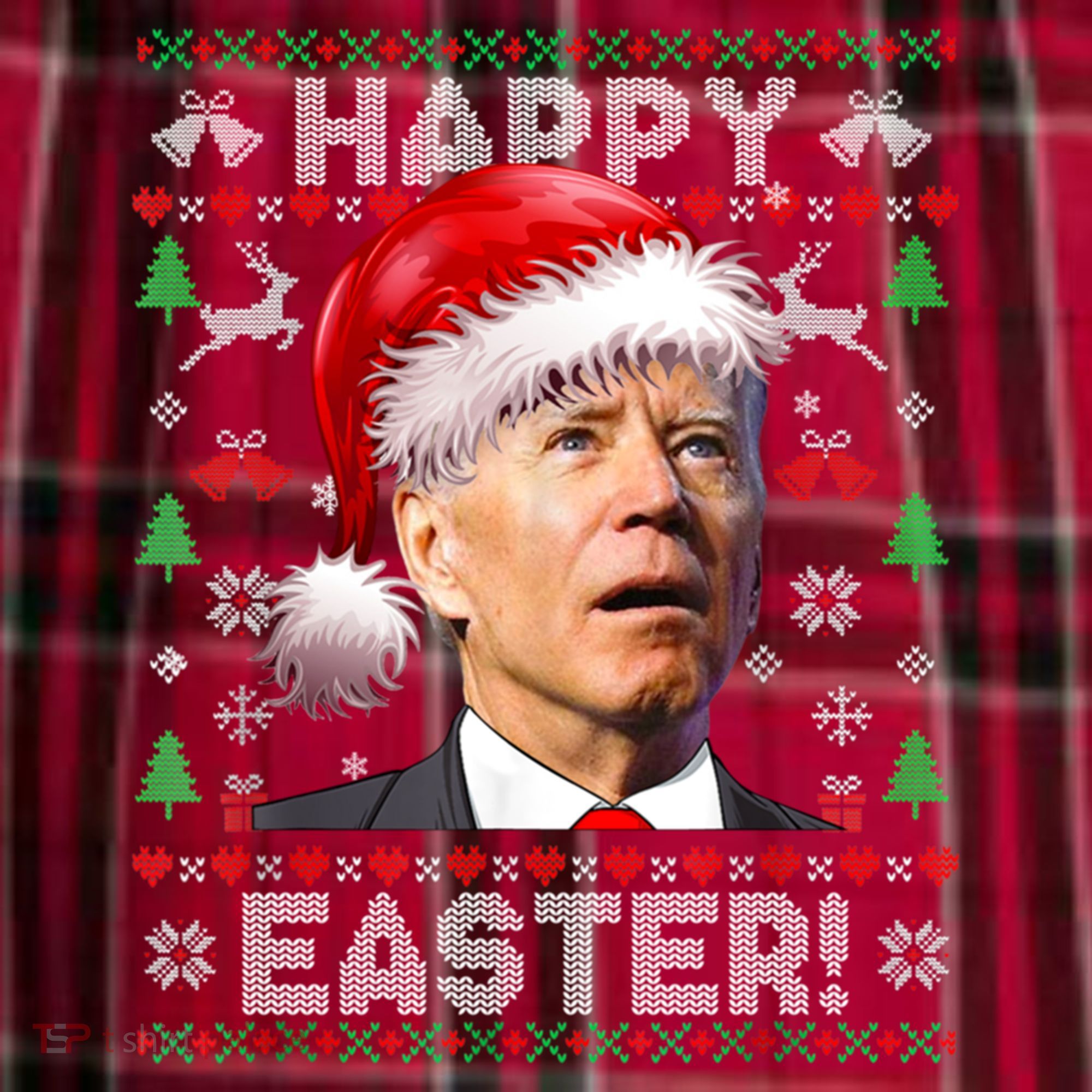 Santa Joe Biden Happy Easter Ugly Christmas Sweater Men's Flannel Plaid Pajama Pants