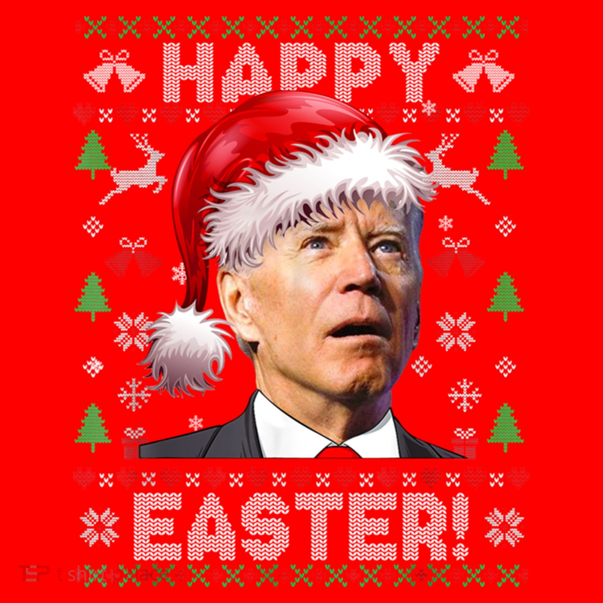 Santa Joe Biden Happy Easter Ugly Christmas Sweater Santa Hat