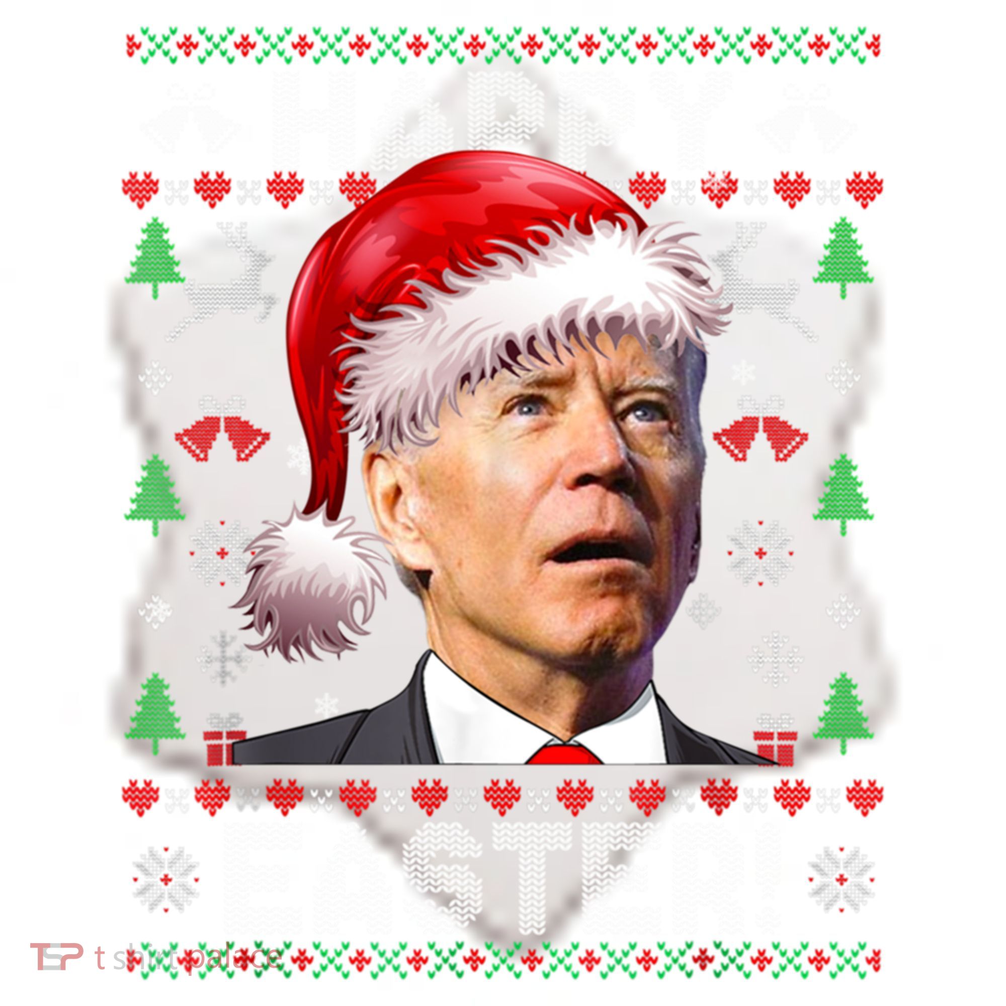 Santa Joe Biden Happy Easter Ugly Christmas Sweater Ceramic Ornament