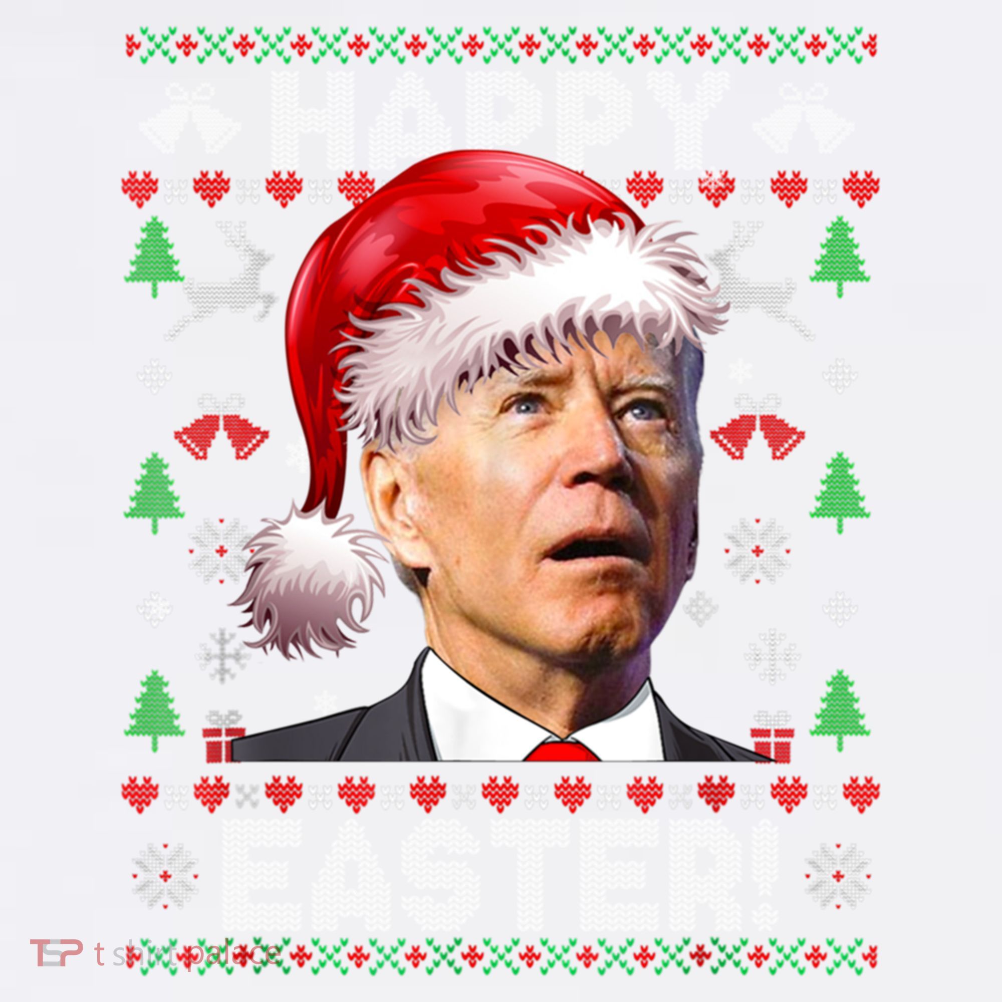 Santa Joe Biden Happy Easter Ugly Christmas Sweater Comfort Colors Garment-Dyed Hooded Sweatshirt