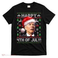 Santa Joe Biden Happy 4th Of July Ugly Christmas Sweater T-Shirt thumb 0
