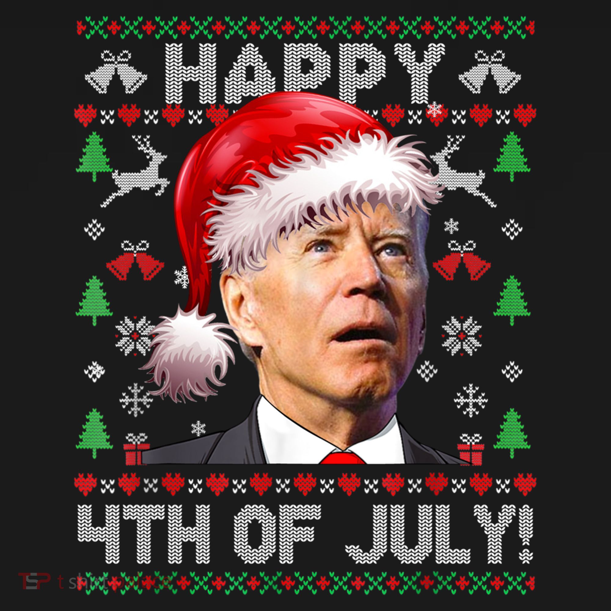 Santa Joe Biden Happy 4th Of July Ugly Christmas Sweater Mousepad
