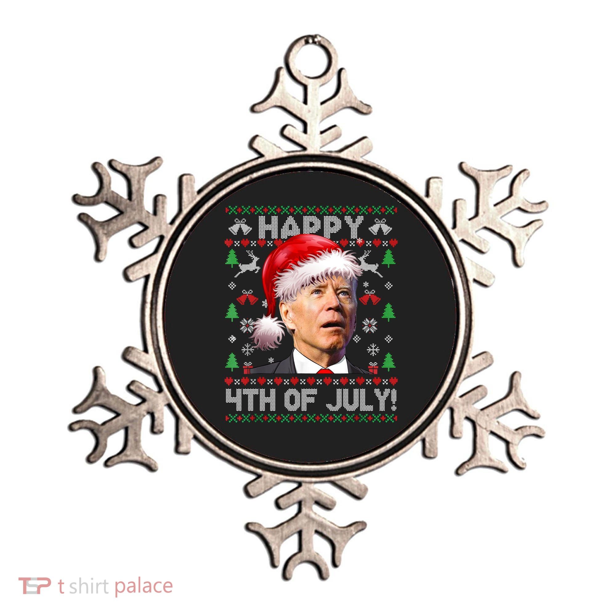 Santa Joe Biden Happy 4th Of July Ugly Christmas Sweater Ornament