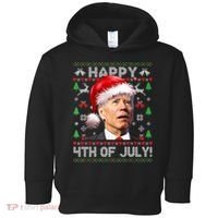 Santa Joe Biden Happy 4th Of July Ugly Christmas Sweater Toddler Hoodie thumb 0