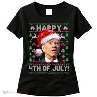 Santa Joe Biden Happy 4th Of July Ugly Christmas Sweater Women's T-Shirt thumb 0