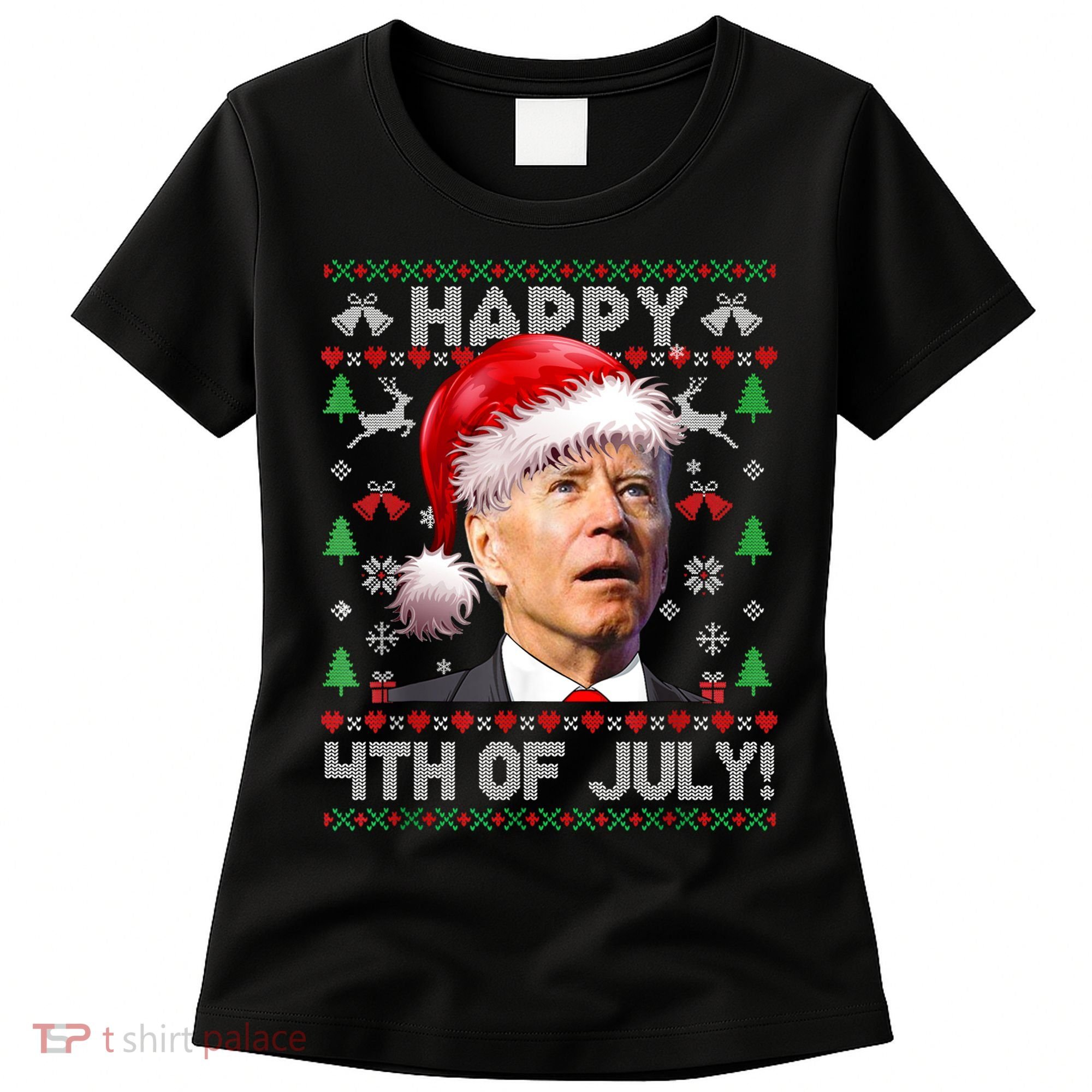 Santa Joe Biden Happy 4th Of July Ugly Christmas Sweater Women's T-Shirt