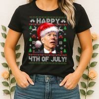 Santa Joe Biden Happy 4th Of July Ugly Christmas Sweater Women's T-Shirt thumb 2