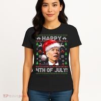 Santa Joe Biden Happy 4th Of July Ugly Christmas Sweater Women's T-Shirt thumb 4