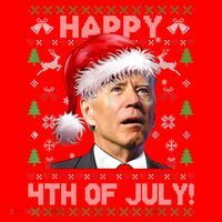 Santa Joe Biden Happy 4th Of July Ugly Christmas Sweater Santa Hat thumb 1