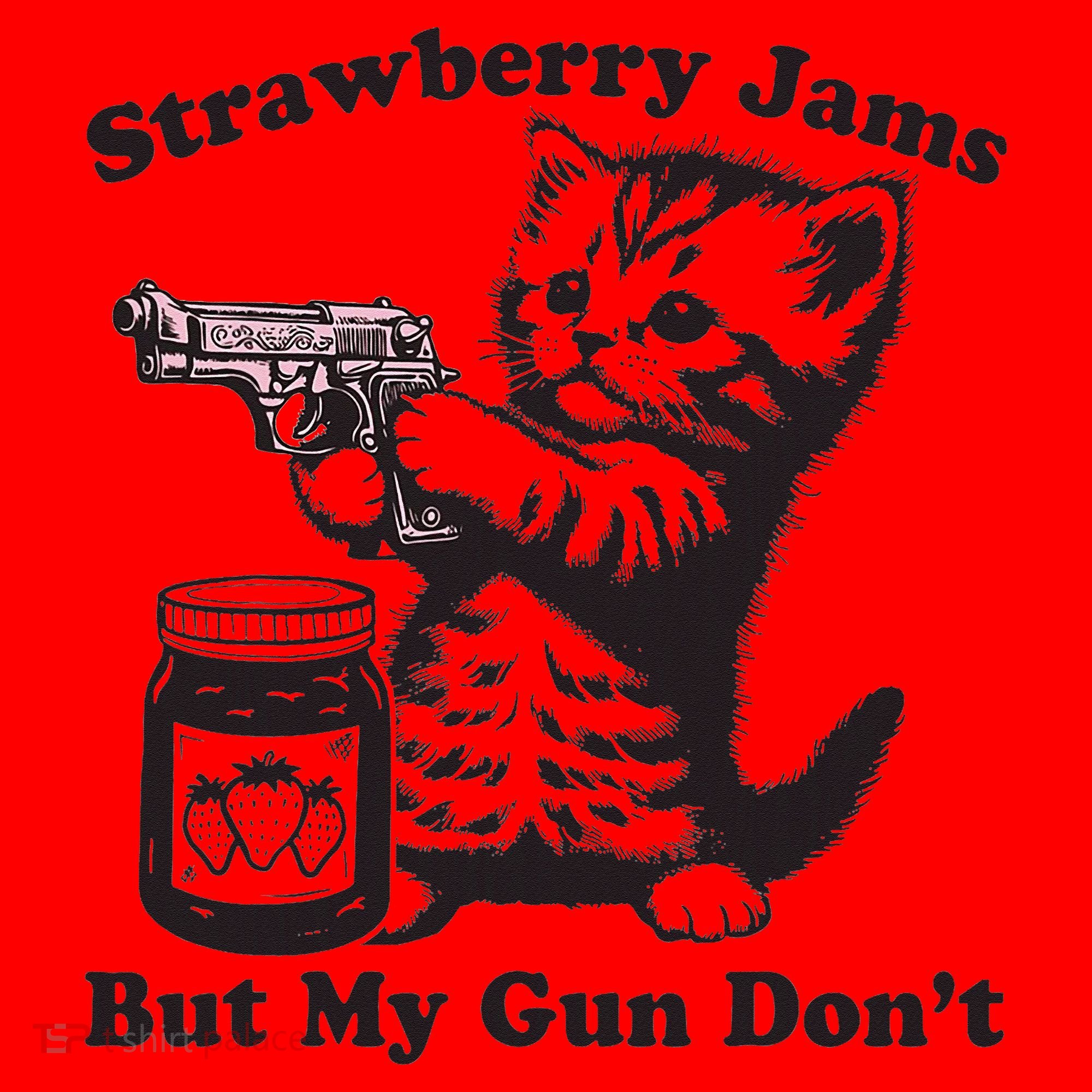 Strawberry Jams But My Gun Dont Funny Cat Gift Santa Hat
