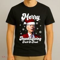 Santa Joe Biden Christmas Merry Thanksgiving Trick Or Treat T-Shirt thumb 3
