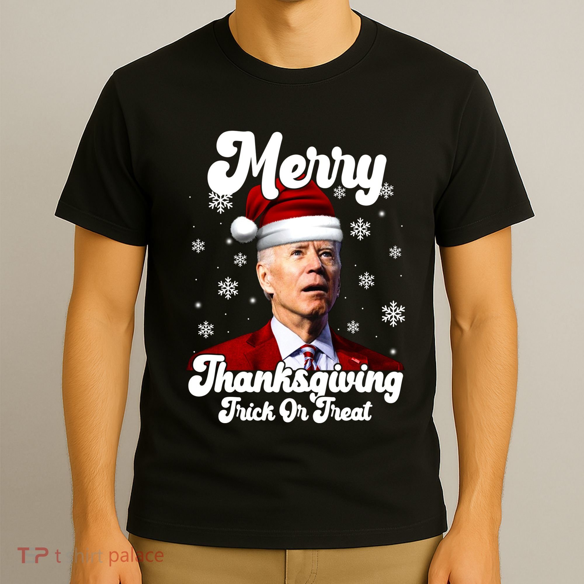 Santa Joe Biden Christmas Merry Thanksgiving Trick Or Treat T-Shirt